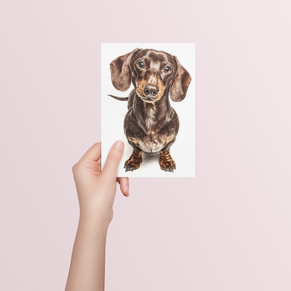 Watercolor Dachshund Dog Portrait Art Print – Unframed Fine Art Poster - Picture 5 of 5